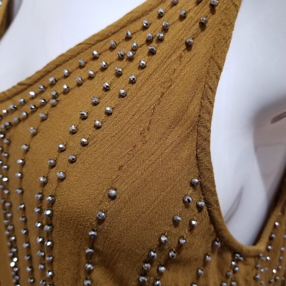 Free People top Small BB Embellished Cami beaded spaghetti strap v-neck - Picture 9 of 16